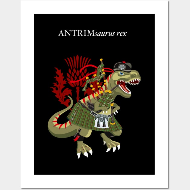 Clanosaurus Rex ANTRIMsaurus Plaid Antrim Irish Ireland Family Tartan Wall Art by BullShirtCo